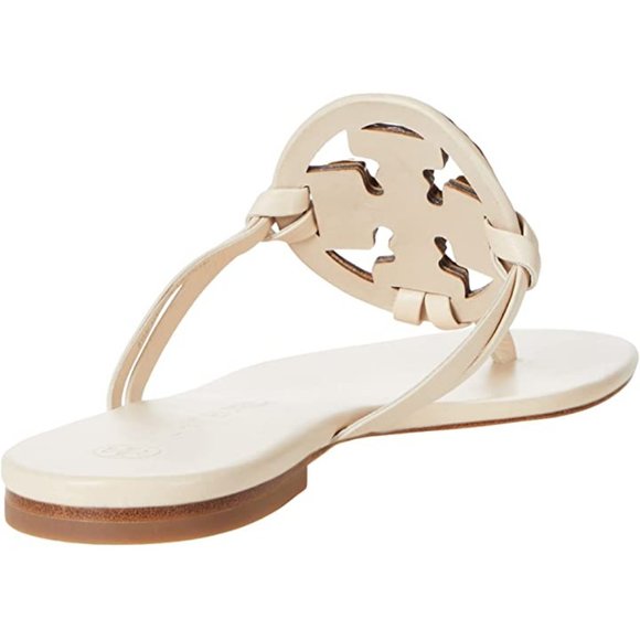 Tory Burch NIB Miller Jeweled Leather Thong Sandals Brie Cream Beige - Picture 9 of 15